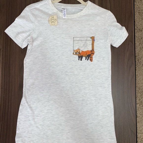 Red Panda Bee’s Faux / Decorative Light Grey Pocket Tee - Picture 2 of 9